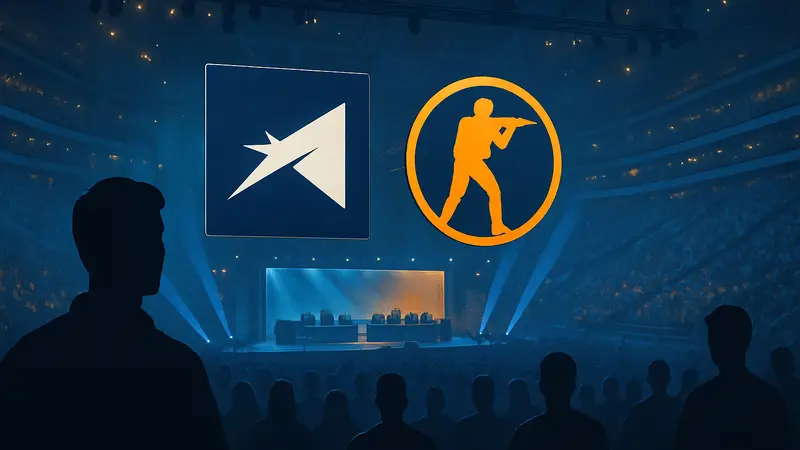 Логотип HLTV и символика Counter-Strike 2 на фоне киберспортивной арены, новости киберспорта