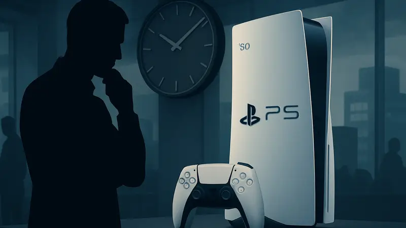 Концепт PlayStation 6 с логотипом Sony, символизирующий возможную задержку релиза после 2027 года.