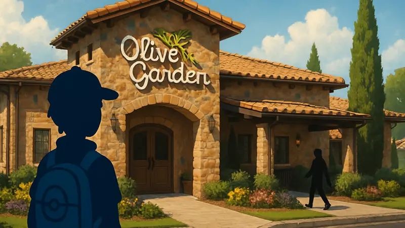 Ресторан Olive Garden, воссозданный игроком в Pokemon Pokopia