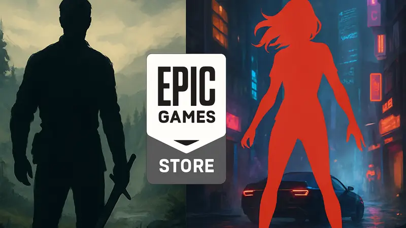 Логотип Epic Games Store и обложки двух бесплатных игр, доступных до 4 июня.