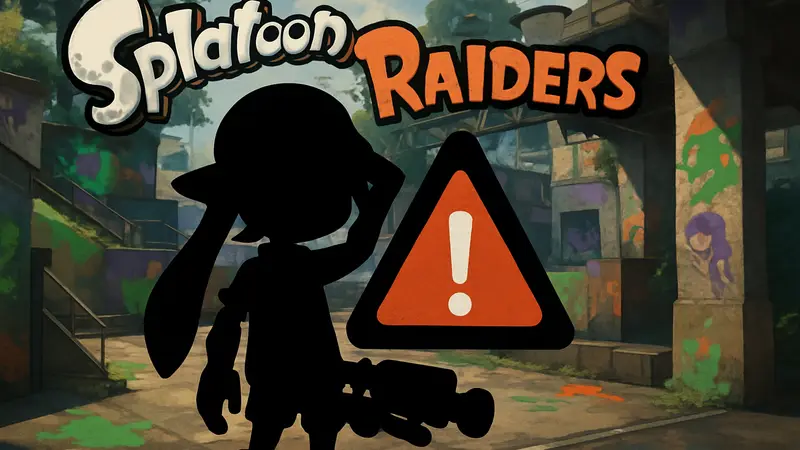 Экран загрузки Splatoon Raiders с предупреждающим знаком, баг в игре.
