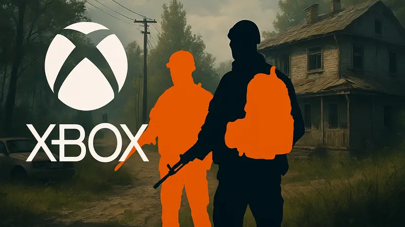 Логотип Xbox Free Play Days, кадр из игры Deadside с игроками в снаряжении.