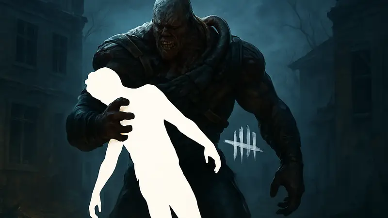 Немезис из Dead by Daylight, зомби-убийца, схвативший выжившего в игре.