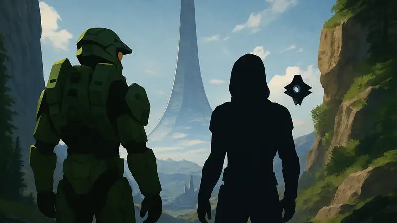 Изображение Мастера Чифа из Halo и Стража из Destiny 2, символизирующие связь Bungie между играми