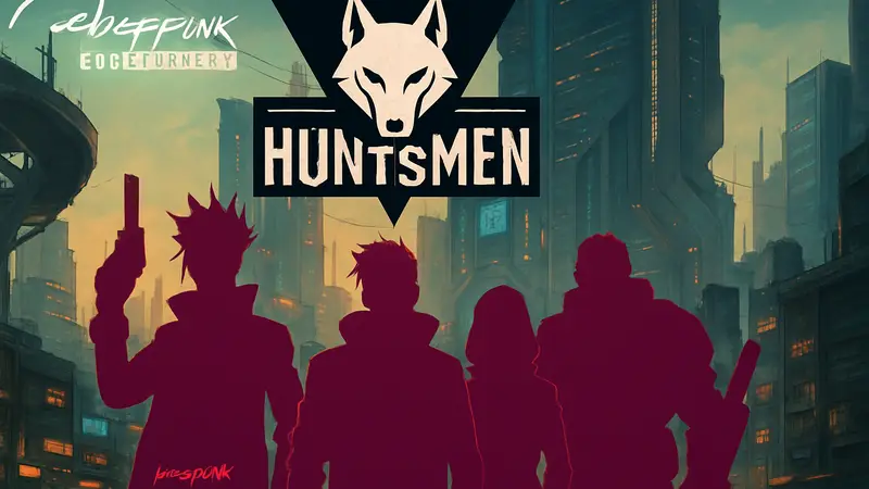 Логотип настольной игры Cyberpunk Edgerunners Huntsmen