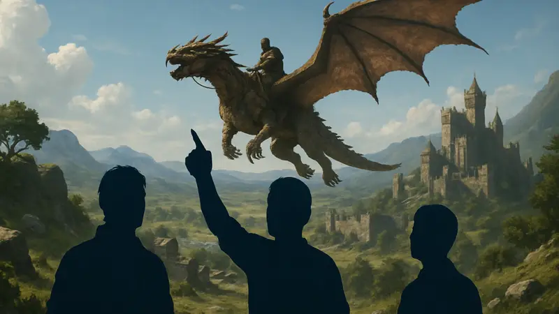 Игроки Crimson Desert требуют ездового дракона, показанного в трейлере, на фоне игрового мира.