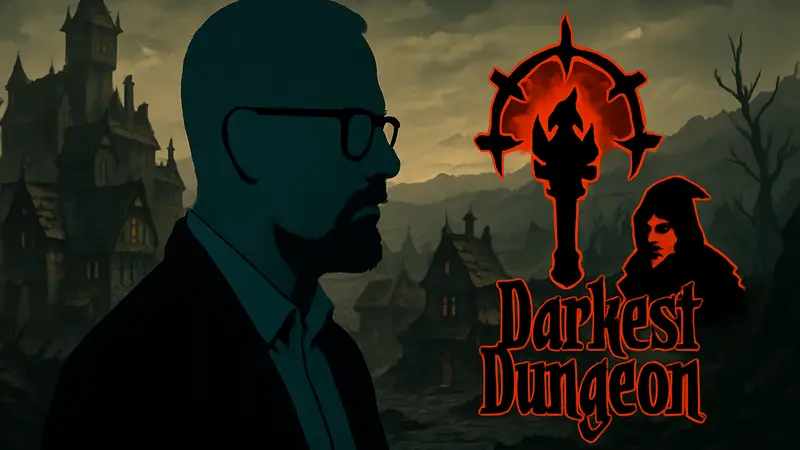Крис Бурасса и логотип Darkest Dungeon, отказ от ИИ для голоса