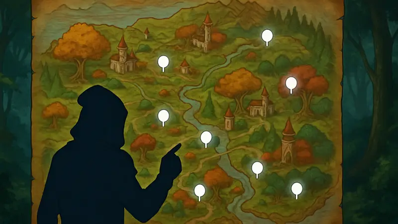 Карта Лесов Вечной Песни из WoW Midnight с отмеченными точками расположения девяти сокровищ.