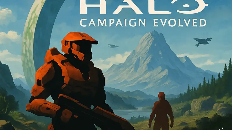 Обложка настольной игры Halo: Campaign Evolved, с изображением Мастера Чифа и логотипами Mantic Games