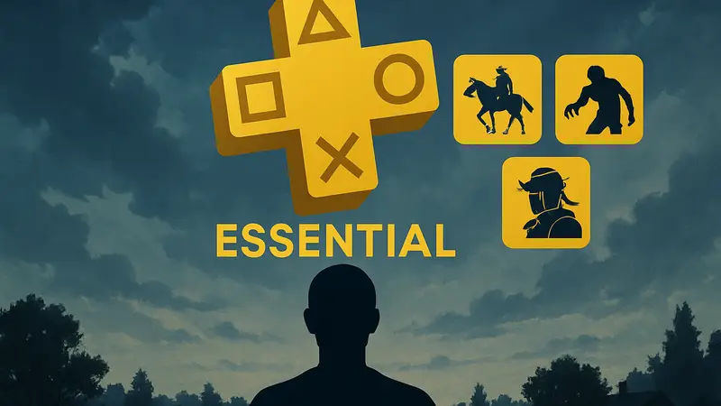 Логотип PS Plus Essential и иконки игр, символизирующие февральскую подборку 2026 года.