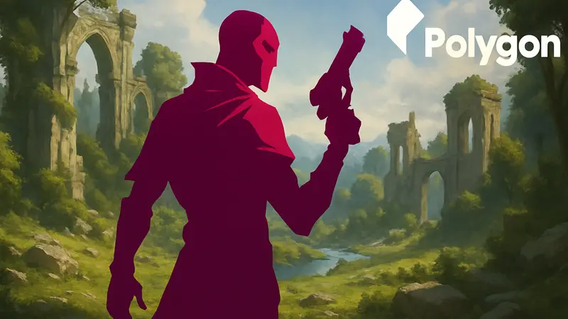 Полноформатный арт карты Jhin Virtuoso из игры Riftbound Unleashed с логотипом Polygon.