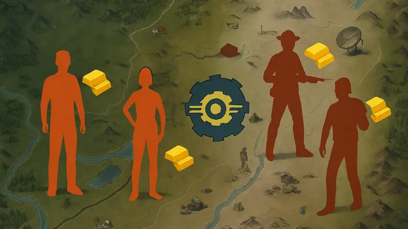 Fallout 76: Карта с торговцами золотыми слитками в Аппалачии, показывающая их локации.