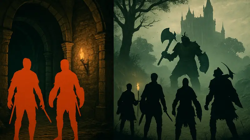 Кадры из разных Souls-игр с кооперативным прохождением и друзьями