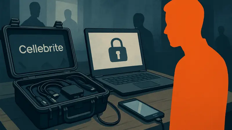 Изображение инструментов Cellebrite для разблокировки телефонов, символизирующее их спорную этику и использование.