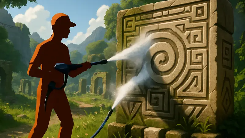 Скриншот из PowerWash Simulator 2 с элементами нового DLC