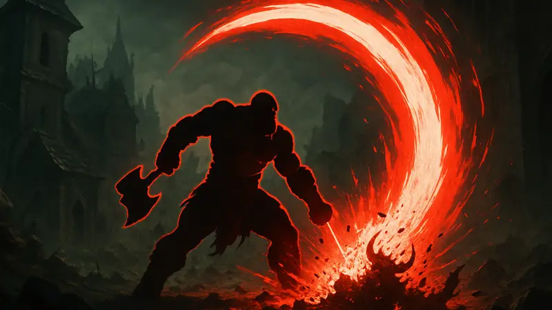 Варвар из Diablo 4, использующий навык "Безграничная Ярость", наносит огромный урон.