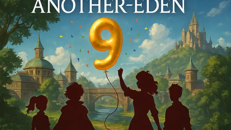 Логотип Another Eden и праздничный арт 9-летия