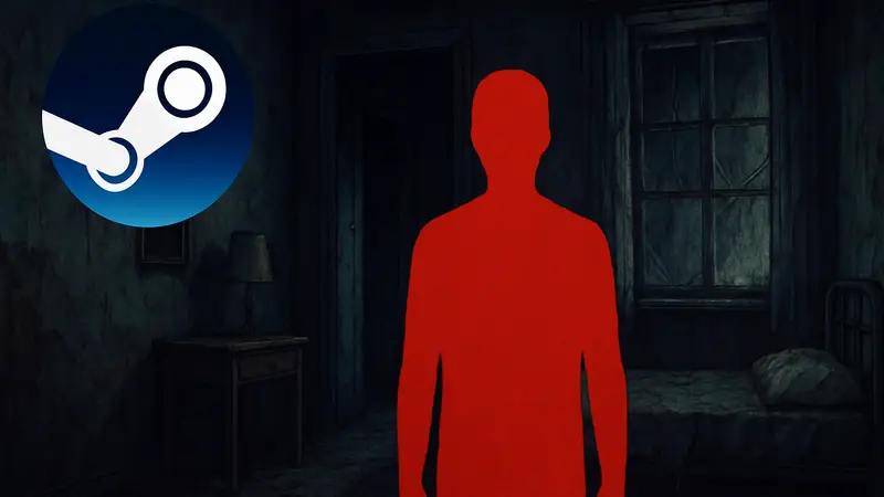 Логотип Steam и арт из визуальной новеллы This Game Is Not Real