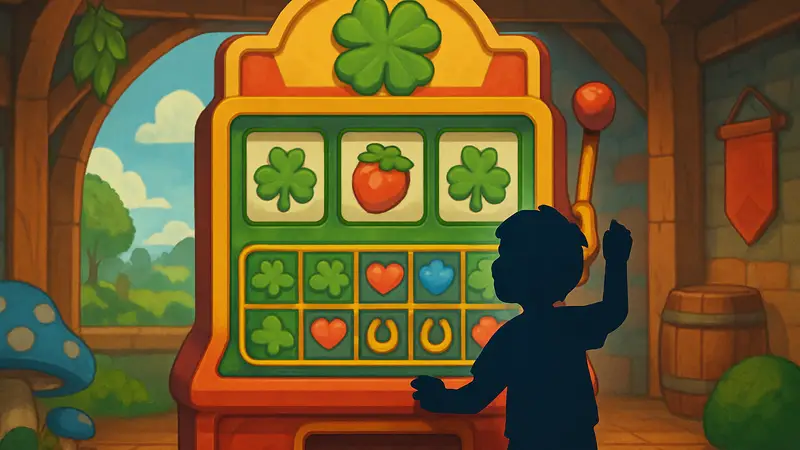 Главный экран игры Cloverpit со стилизованной слот-машиной и игровым полем.