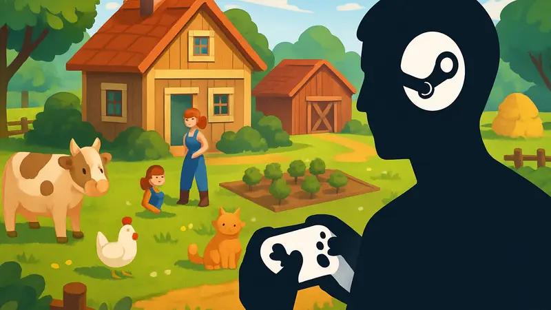 Уютные игры на Steam: иллюстрация игрового процесса с фермой и милыми животными.