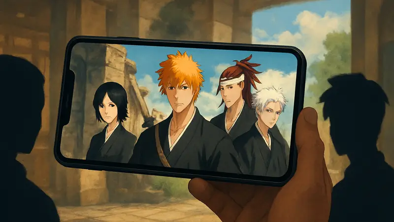 Персонажи Bleach Mirrors High на экране мобильного телефона во время бета-теста