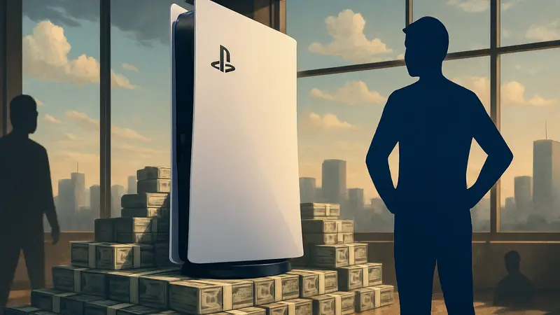 Концепт PlayStation 6, символизирующий высокую стоимость и ожидания от следующего поколения игровых консолей.