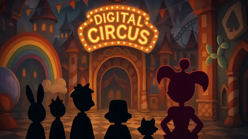 Кадр из мультсериала The Amazing Digital Circus с главными героями