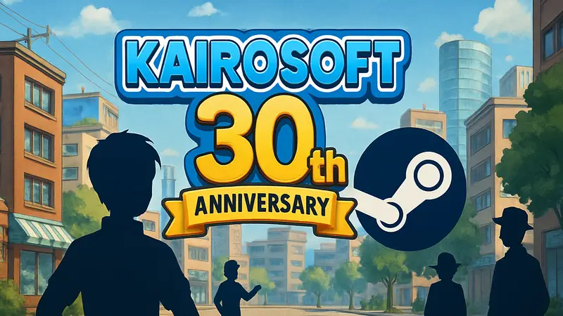 Логотип Kairosoft с надписью 30th Anniversary и Steam