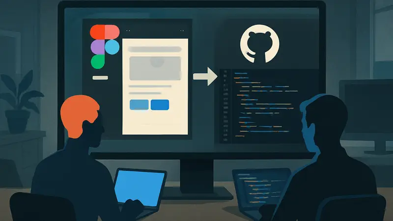 Интерфейс Figma Make, демонстрирующий интеграцию с GitHub и процесс преобразования дизайна в код.