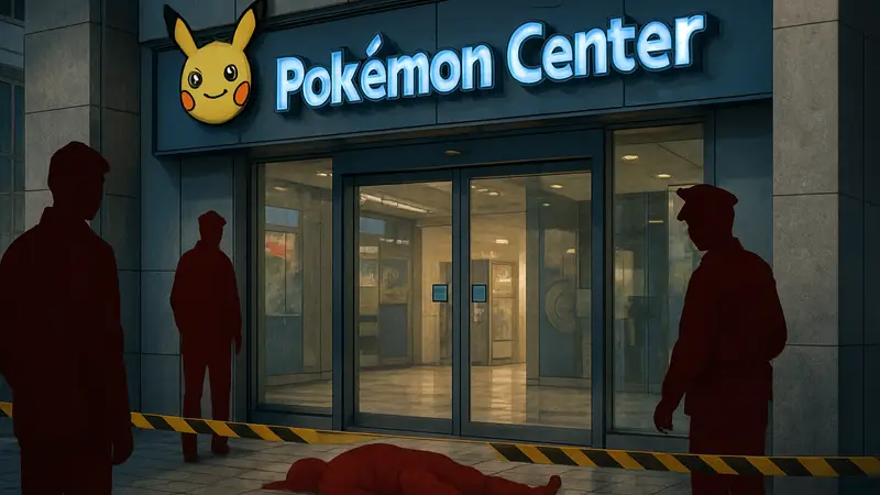 Вывеска Pokémon Center в Токио, иллюстрация места происшествия