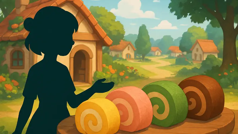 Игровые рулеты (Roll Cakes) разных цветов из игры Heartopia.