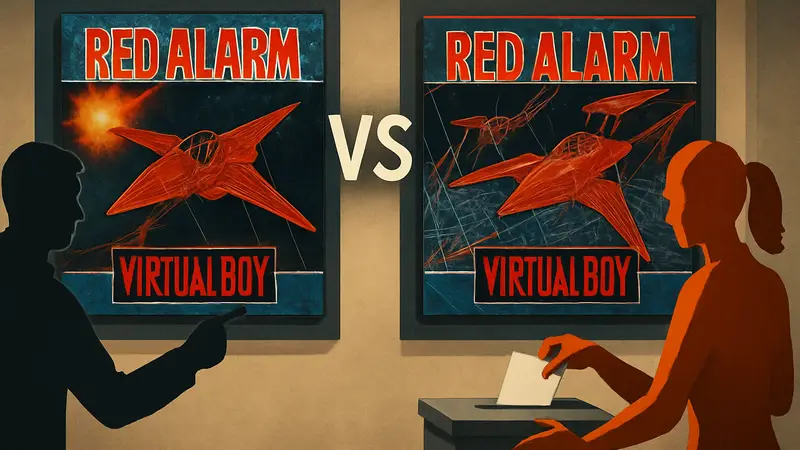 Обложки игры Red Alarm для Nintendo Virtual Boy, сравнение бокс-артов в битве