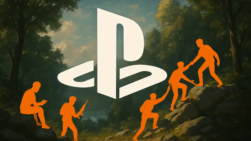 Изображение логотипа PlayStation 5 с кооперативными элементами, символизирующее новые игры