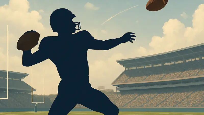 Игрок выполняет навесной пас в College Football 27, мяч летит по высокой траектории