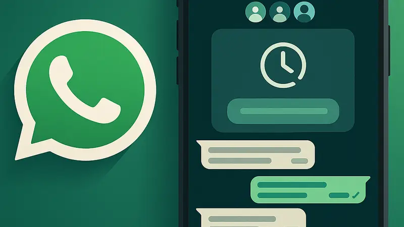 Скриншот интерфейса WhatsApp с открытым групповым чатом и функцией обмена историей сообщений.