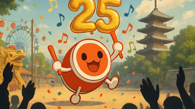 Барабанщик Дон-тян из Taiko no Tatsujin, празднующий 25-летие серии с новыми музыкальными треками.