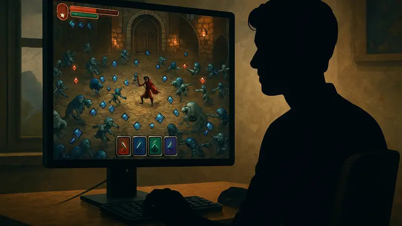 Игровой процесс Vampire Crawlers, рогалика-декбилдера от Poncle, на экране PC.