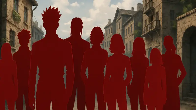 Члены Отряда Фантом из Hunter x Hunter, стоящие в группе
