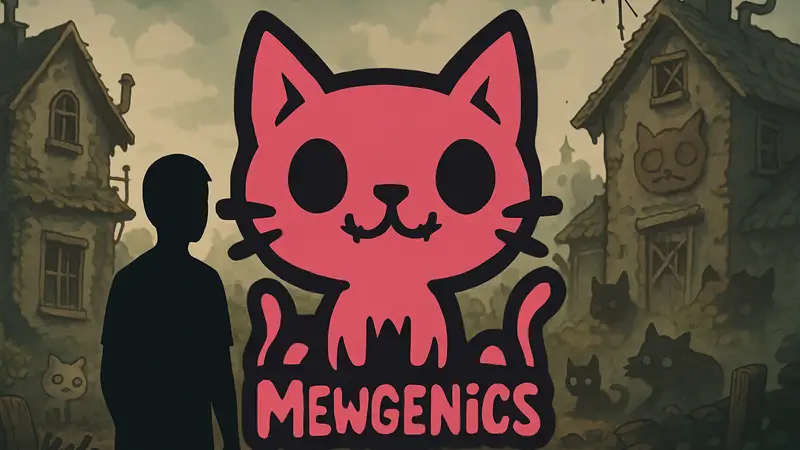 Логотип игры Mewgenics с высокими рейтингами на Steam.