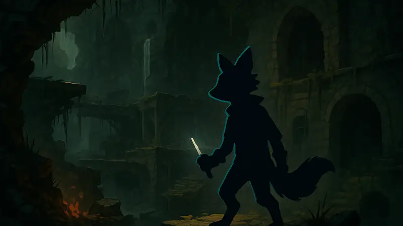 Casualties: Unknown геймплей: пиксельный персонаж-фурри исследует мрачный, опасный мир.