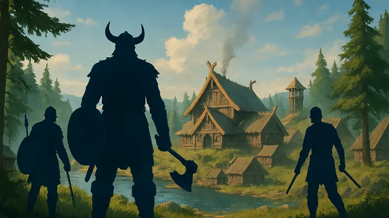 Игровой мир Valheim с викингами и постройками