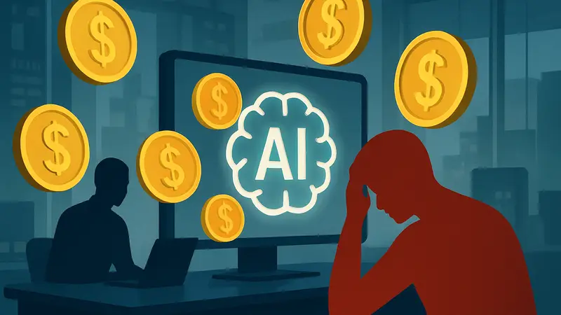 Изображение, символизирующее монетизацию искусственного интеллекта и финансовое давление.