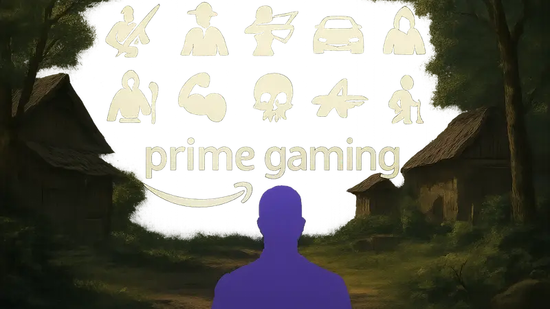 Логотип Prime Gaming и 12 иконок игр, символизирующих бесплатные предложения на июль 2026