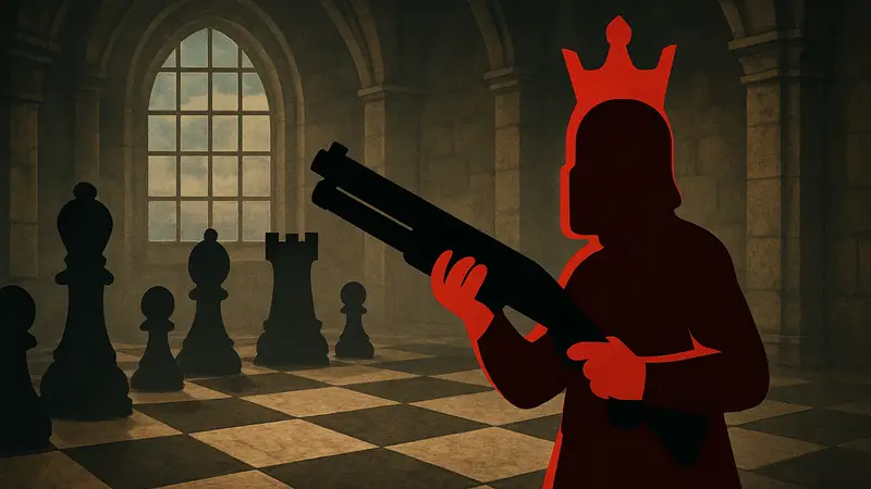Игровой процесс Shotgun King: шахматные фигуры с дробовиком.