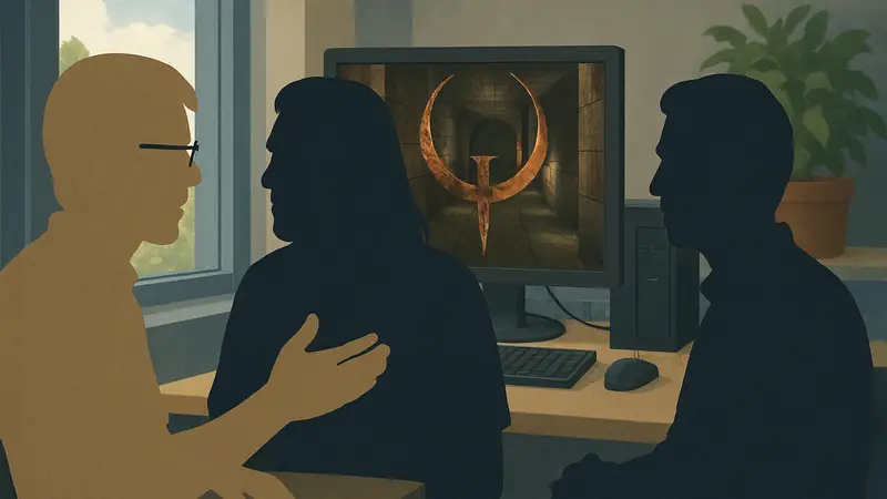 Джон Кармак, Джон Ромеро и Сэнди Петерсен, основатели id Software, обсуждают игру Quake и ее влияние.