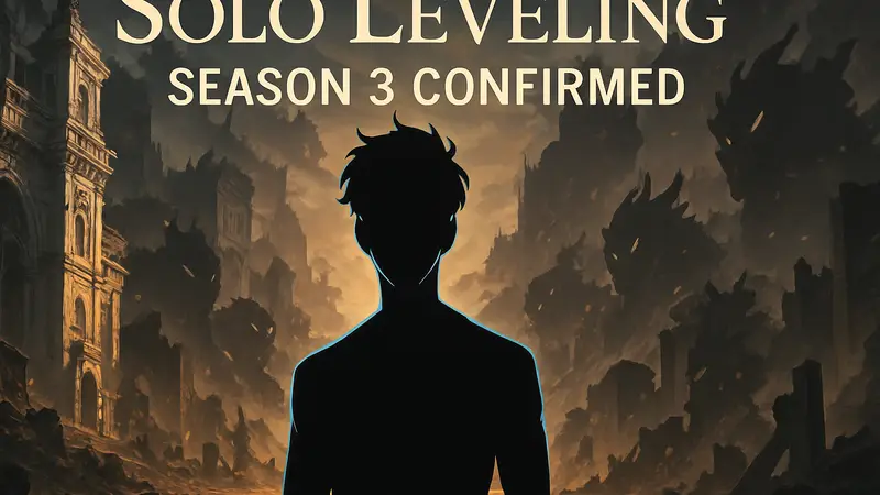 Постер аниме Solo Leveling с главным героем Сун Джин-У, надпись "Season 3 Confirmed".