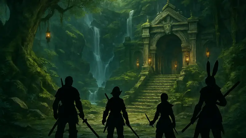 Игровой скриншот из Final Fantasy XIV, показывающий героев в новом вариантном подземелье.