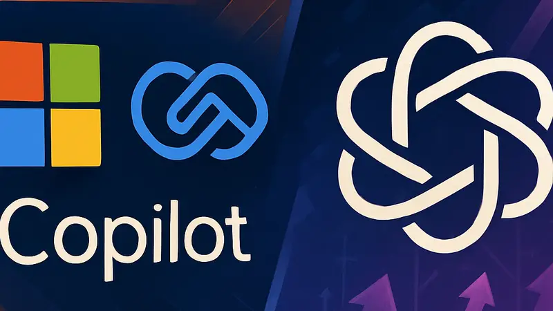 Логотипы Microsoft Copilot и Anthropic AI, символизирующие конкуренцию и развитие в сфере искусственного интеллекта.