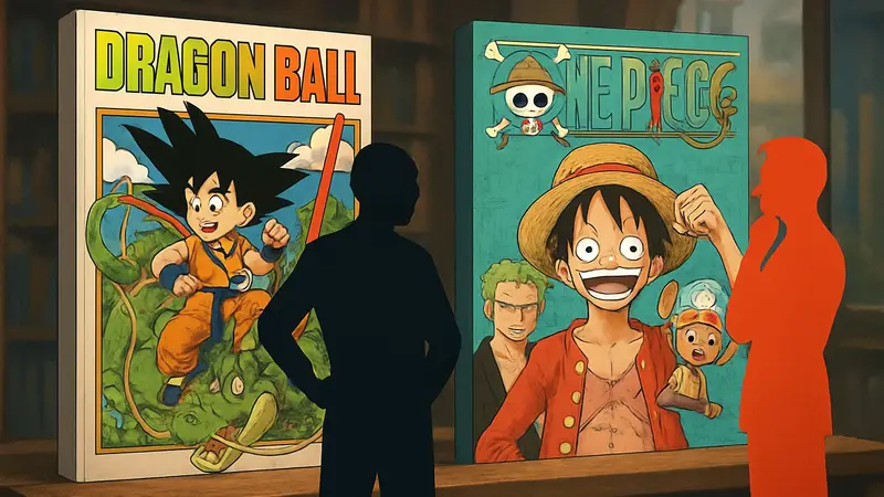 Обложки манги Dragon Ball и One Piece, символизирующие противостояние мнений о двух великих произведениях.