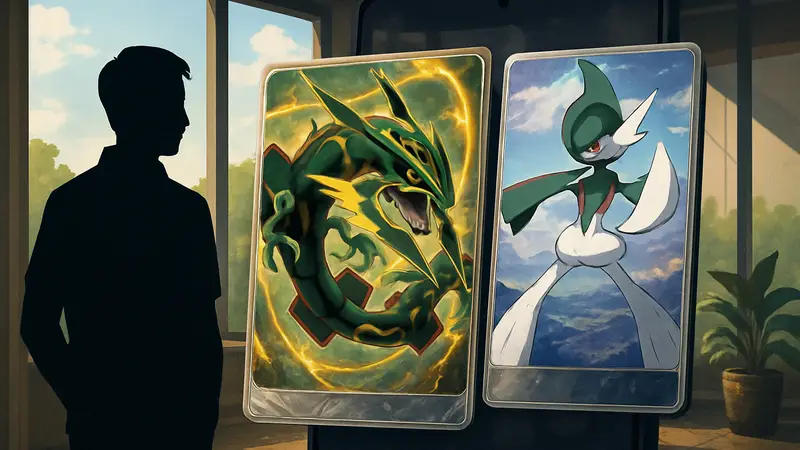 Карты Pokémon TCG Pocket с изображением Мега Райквазы и Мега Галлада